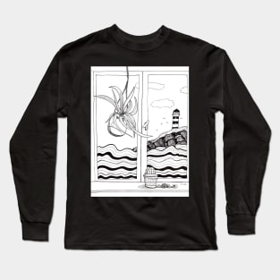 Ocean View Line Drawing Long Sleeve T-Shirt